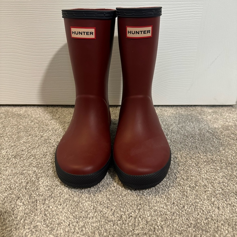 Hunter Kids Burgundy Rain Boots